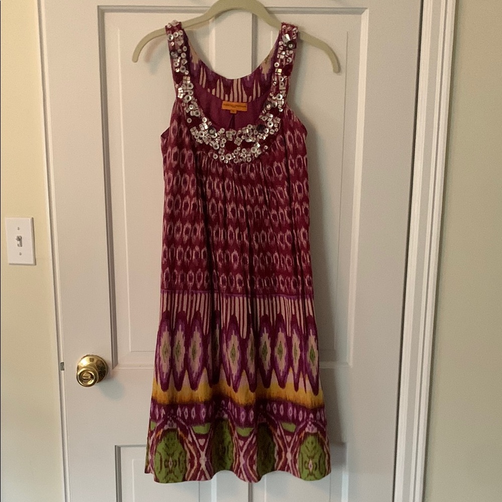 Roberta Freeman/Roller Rabbit Sleeveless Dress with Embellished Neckline